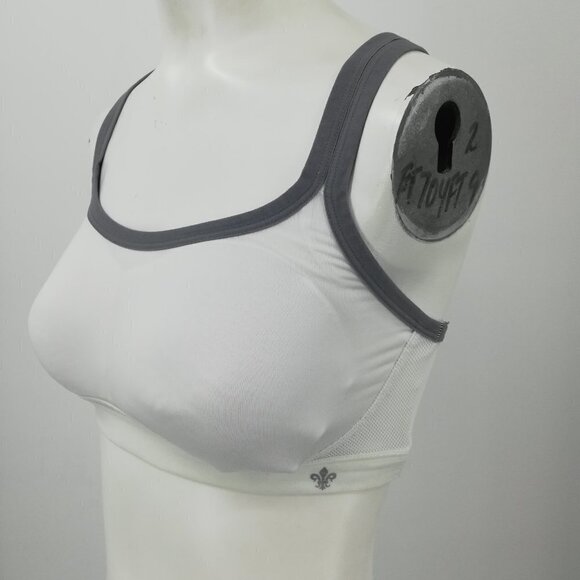 Lily Of France Cross Back Sports Bra Size M Lined Padded Mesh Athletic White - Picture 5 of 8